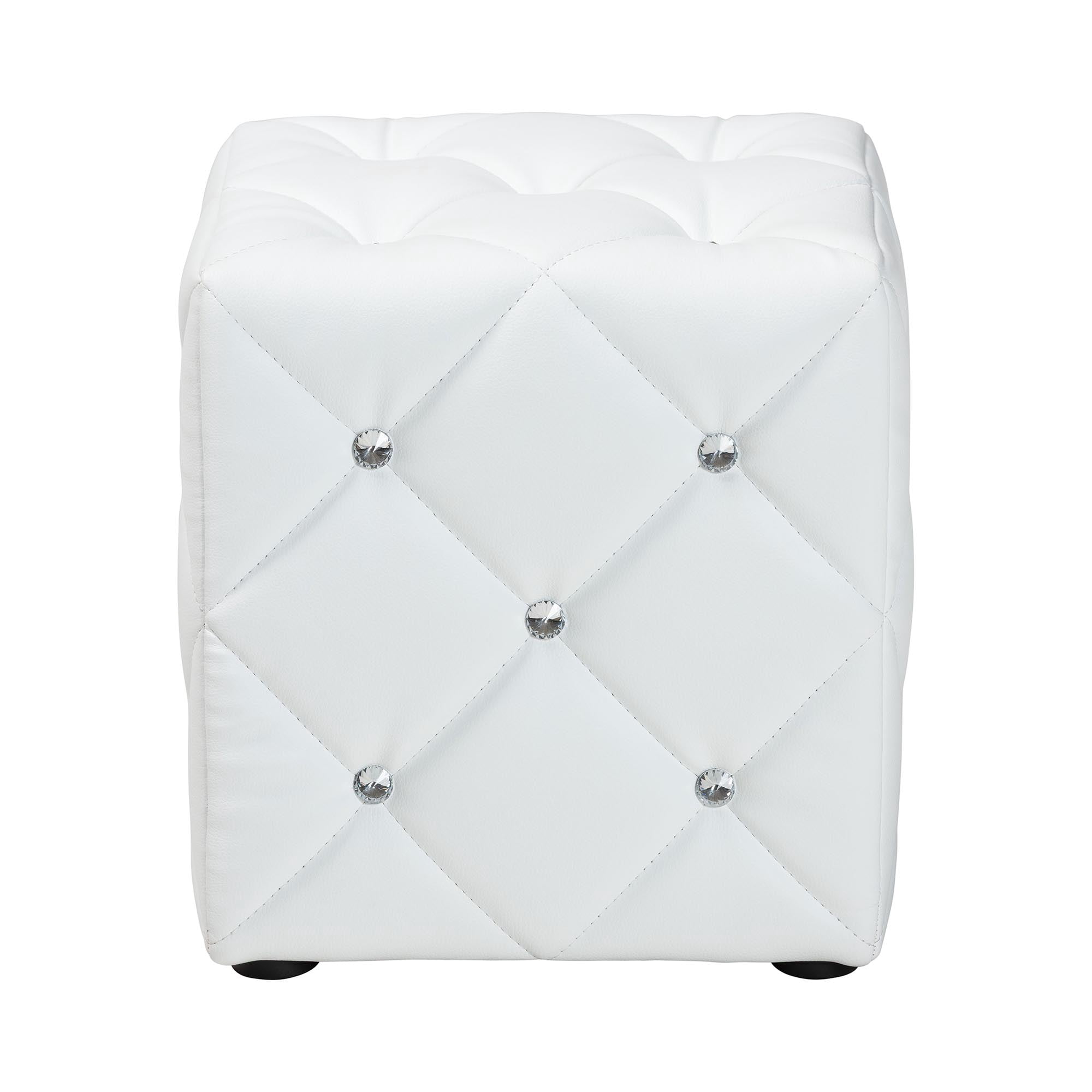 Baxton Studio Stacey Modern and Contemporary White Faux Leather Upholstered Ottoman