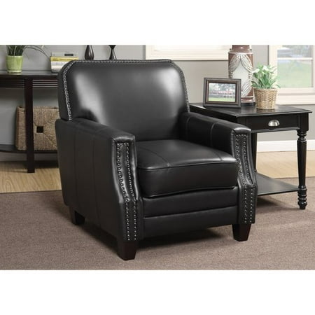 Full Grain Leather Baseball - AC Pacific Full Grain Black Leather Club Arm Chair