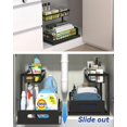 thumbnail image 2 of Merrylun Under Sink Organizers 2 Pack Metal Pull Out Under Sink Organizers and Storage Shelves with Sliding Drawer Under Sink Storage for Kitchen Bathroom Black 2 Pack, 2 of 5