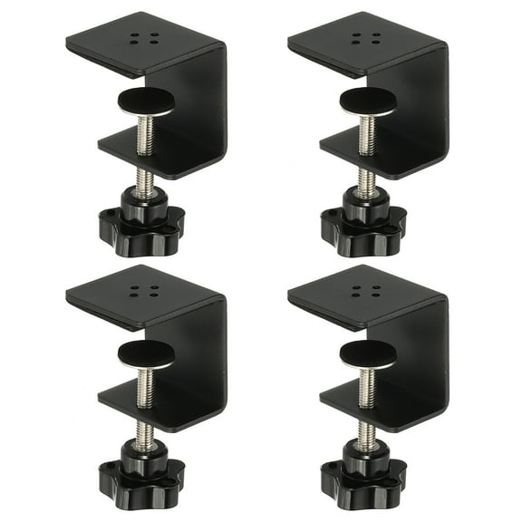 Uxcell C Clamps, 4 Pcs Heavy Duty Metal Black Desk Clamp Adjustable Mounting Table Clamp with Protective Pad for Fixing Acrylic Glass Plastic Sheets, Black