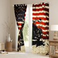 thumbnail image 3 of Castle Fairy Retro Motorcycle Curtains Pack of 2 (42x84 Each) for Teens, American Flag Art Curtains Blackout for Bedroom, Red Beige, 3 of 6