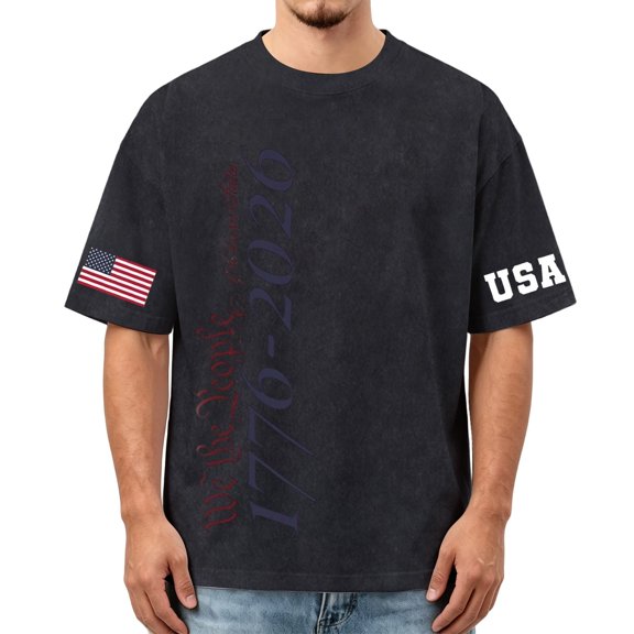 CONZONE 250Th Anniversary Usa Mens T-Shirts Short Sleeve 4Th Of July T Shirts for Men Crew Neck Patriotic Usa Flag Graphic Independence Day Tee Tops
