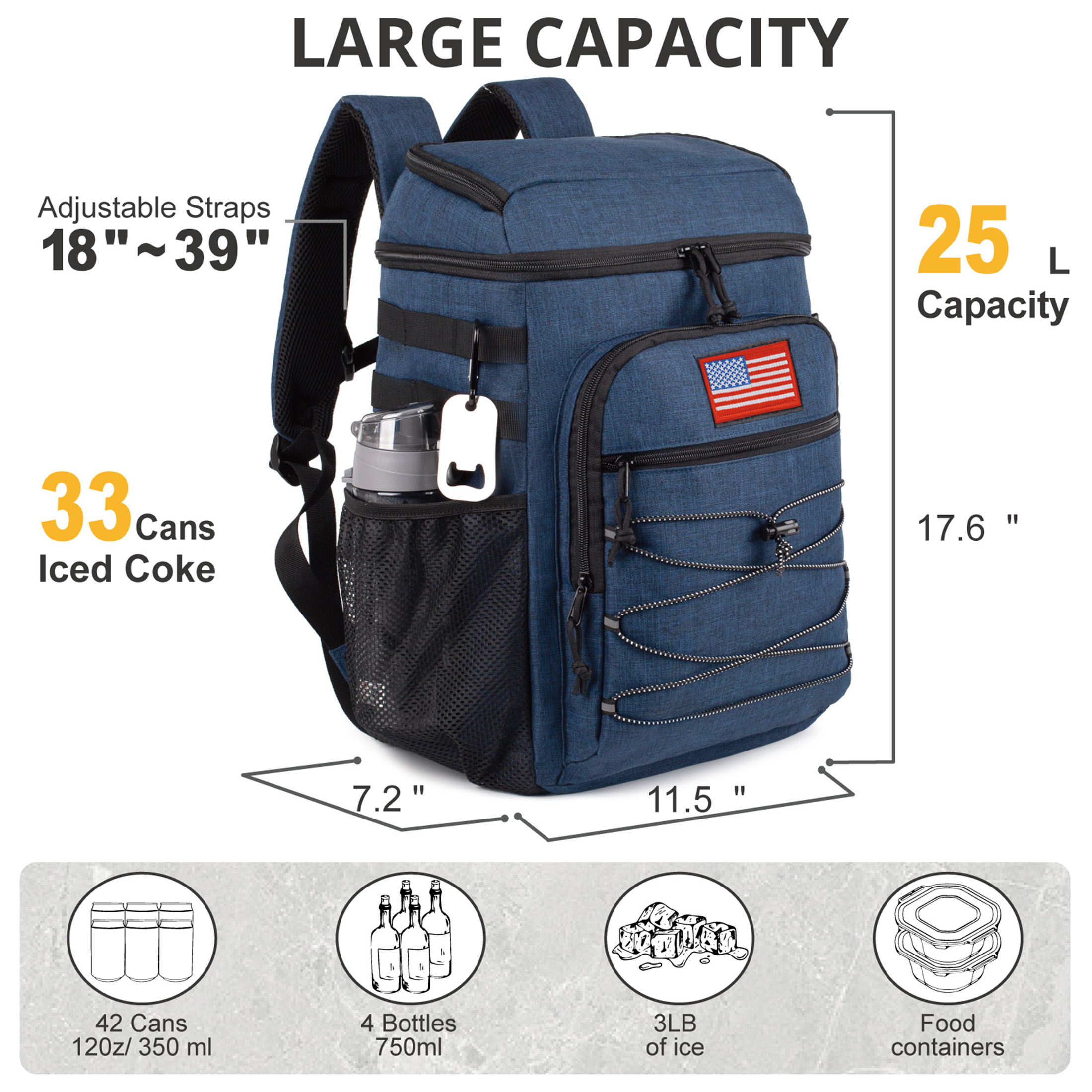 Backpack Cooler for Men, 25L Cooler Backpack Insulated LeakProof, Heavy Duty Lunch Bag