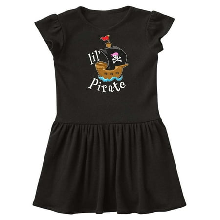 Satin Pirate Bandana - Lil' Pirate pirate ship, pink bandana Toddler Dress