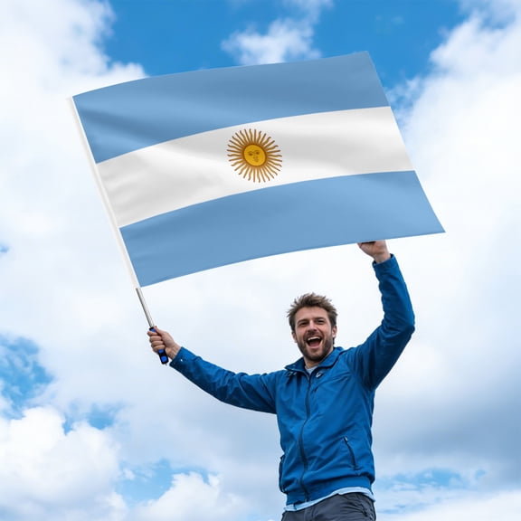 Argentina Telescoping Fan Flag – 1.6m Extendable Pole & Large National Banner for Soccer Matches & World Cup Celebrations