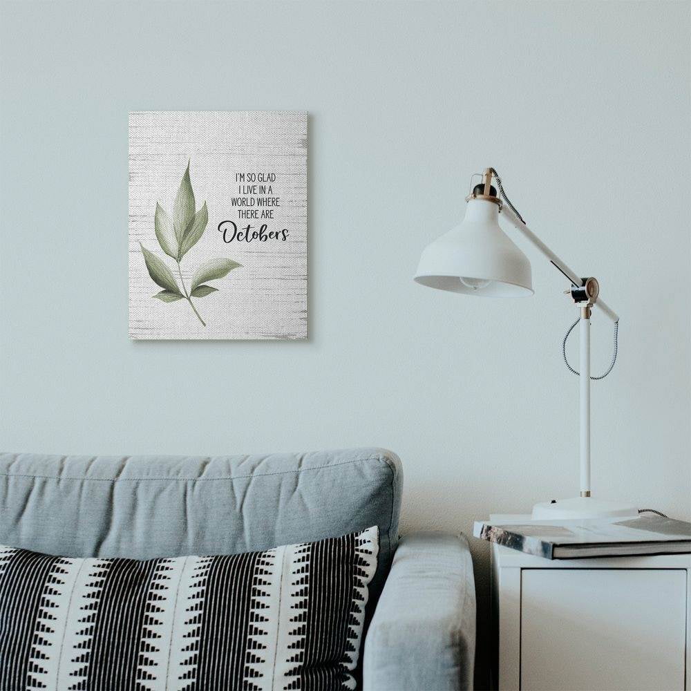 Stupell Industries World Of Octobers Fall Leaves Autumn Seasonal DesignCanvas Wall Art By Artist Lettered and Lined
