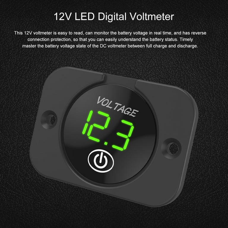 verlacod 12V LED Car Voltmeter Digital Display Voltage Meter Waterproof Car  Voltage Gauge Meter Battery Tester with Light Touch Switch for Boat Marine  Vehicle Motorcycle Truck,Green 