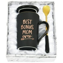 Gifts for Mom - Futtumy Best Bonus Mom Ever Coffee Mug, Mother's Day Gifts, Christmas Gifts, Birthday Gifts, 14 fl oz Black Coffee Mugs Ceramic Coffee Mug Tea Cup