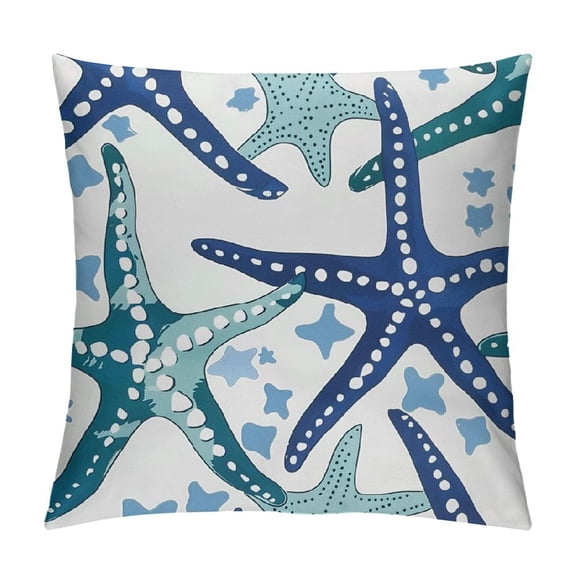 PHYHOO Starfish Pillow Covers Summer Beach Themed Blue Coastal Pillows Nautical Decor for Home Bedroom Living Room Pillowscase Square Cushion Cover