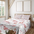 thumbnail image 3 of Ambesonne Flamingo Fitted & Top Sheet Set with Shams, Exotic Birds Pattern, Pale Pink Coral, 3 of 8