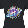 thumbnail image 4 of Inktastic Planet Saturn with Stars Women's V-Neck T-Shirt, 4 of 5