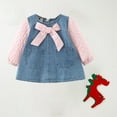 thumbnail image 5 of Zwiiyzr 8M-5T Infant Baby Girls Princess Dress Kids Denim Shirt Dress Spliced Long Sleeve Dress Toddler Birthday Party Gowm Pink, 5 of 7