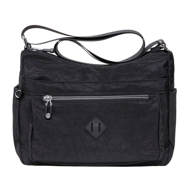 KAUKKO bolso cruzado para mujer, bolso de hombro ligero, bolso cruzado de nailon con múltiples bolsillos, bolso de viaje para mujer KAUKKO 1517-NEGRO
