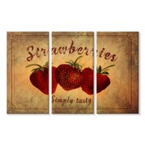 Elephant Stock Tasty Strawberries Wall Art - Horizontal Multi Panel Canvas - Living Room Wall Decor - Food And Drink Multi Panel - Orange And Brown Decor - 45" x 28"