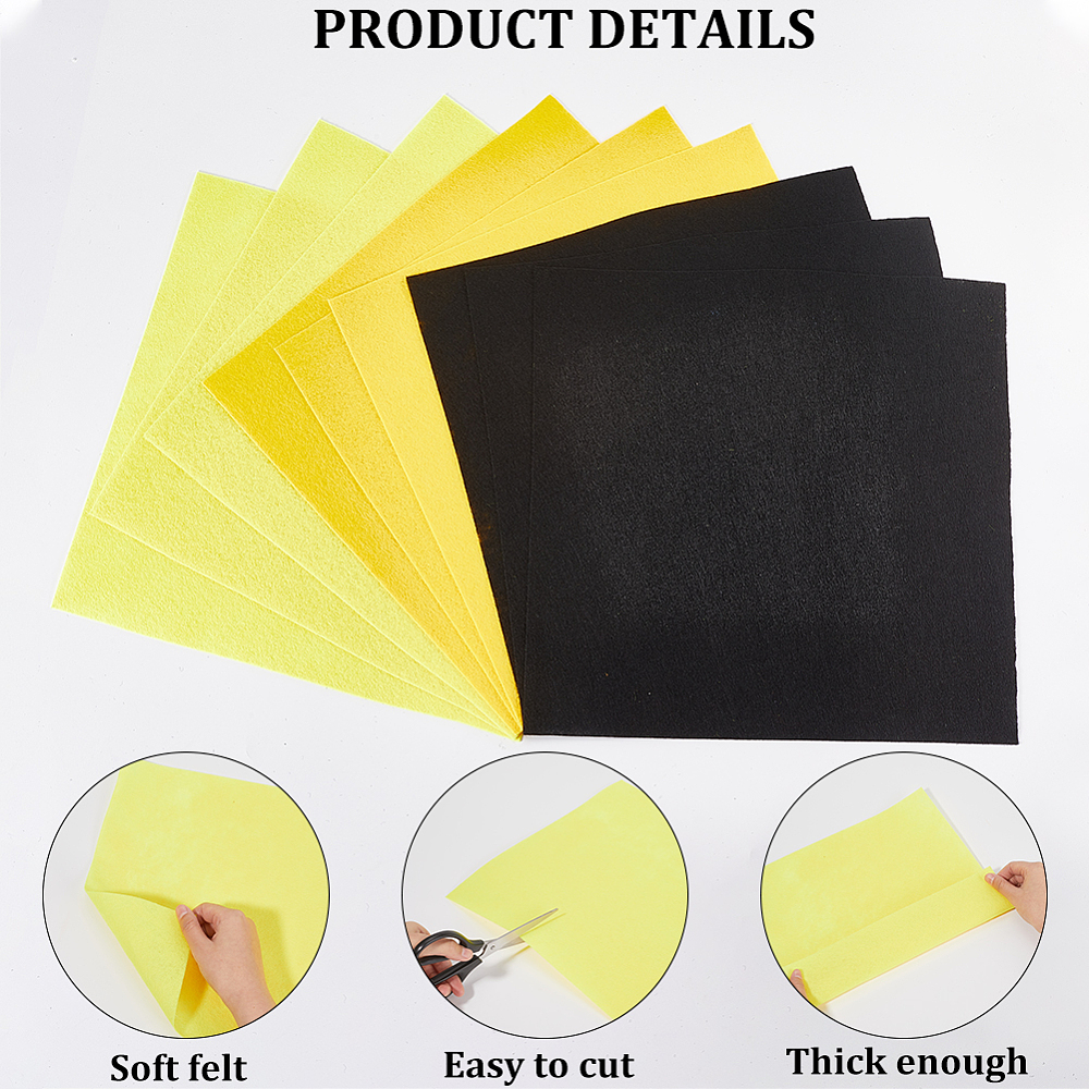 40Pcs 3 Colors Felt Fabric Sheet Squares Stiff Sheets Crafts Non Woven Felt Fabric Assorted Color for DIY Patchwork Sewing School