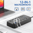 thumbnail image 2 of Multicontacto De 8 Tomas Con Usb 1.2M Xtellar negro, 2 of 3