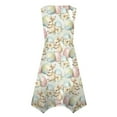 thumbnail image 5 of Minjewel Floral Print Easter Dress with Irregular Hem, Round Neck Sleeveless Midi Dress for Women, Casual Spring Church & Party Wear,Light Blue XL, 5 of 8
