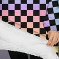 thumbnail image 3 of Oversized Wearable Blanket Hoodie,Gradient Color Checkered Pattern Sherpa Blanket Hoodie with Super Pockets,Super Warm Fuzzy Pullover for Women & Men, 3 of 6