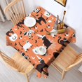 thumbnail image 2 of Halloween Cats with Pumpkin and Bat Motifs Square Tablecloth,Waterproof Square Table Cover,Wipeable Spillproof Washable Table Cover for Home Kitchen Party Decor 42"X42"(107x107cm), 2 of 6
