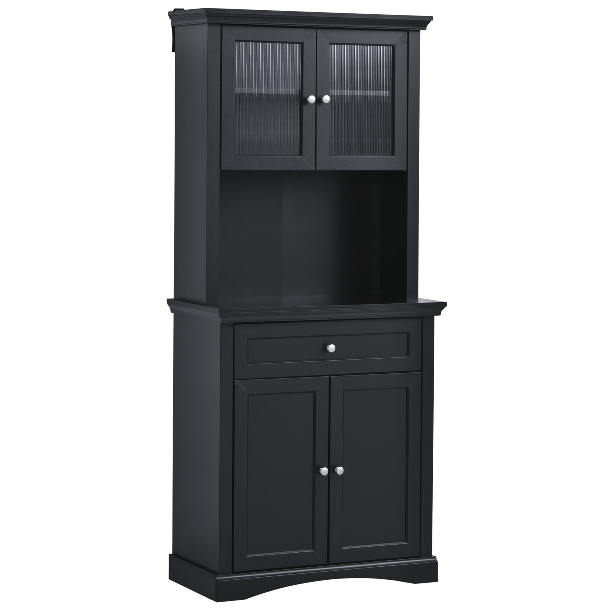 Homcom Freestanding Kitchen Pantry, Adjustable Sliding Cabinet Shelves