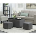 thumbnail image 3 of Convenience Concepts Designs4Comfort Sheridan Storage Bench w/ 2 Side Ottomans, Soft Gray Fabric, 3 of 4