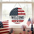 thumbnail image 6 of Yeciiwht American Flag Wooden Wall Decor for Porch, 4th of July Patriotic Round Sign, Independence Day Farmhouse Hanging, 6 of 6