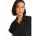 Time and Tru Women's Button Down Camp Shirt with Roll Cuff Sleeves