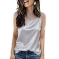 thumbnail image 2 of HAJWOH Womens Silk Satin Camisole Sleeveless Spaghetti Strap Cami Tops Solid Color Summer Comfy Soft Dressy Tank Shirt, 2 of 4