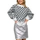 thumbnail image 1 of Gibobby Sueter Para Mujer Invierno Punto de punto con manga y cuello redondo holgado a cuadros de para mujer(Negro,G), 1 of 5