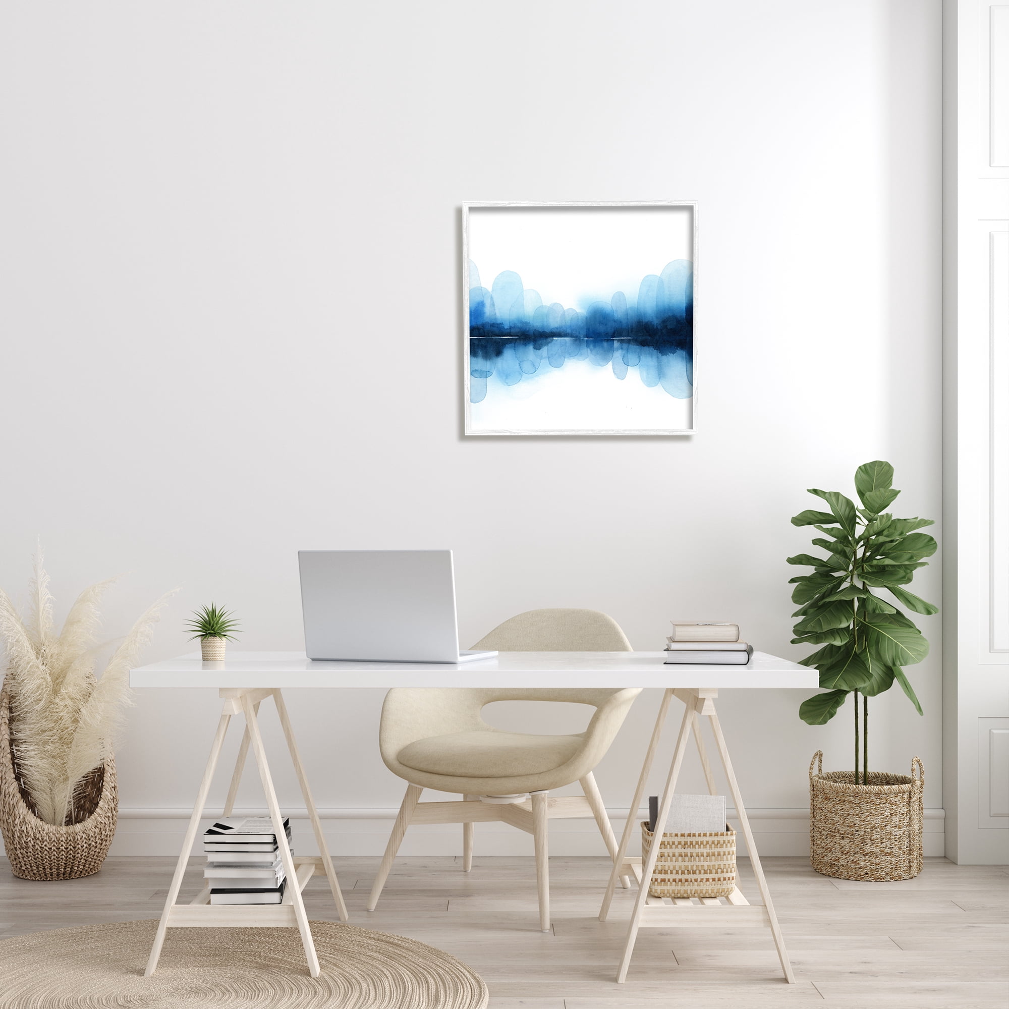 Stupell Indtries Reflecting Blue Arches Abstract Layered Shapes over White,24 x 24,Design by Grace Popp