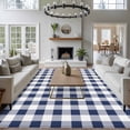 thumbnail image 3 of Vintage Navy Area Rugs 5x7 ft Blue Buffalo Checked Plaid Washable Rug Non Slip Indoor Carpet Absorbent Floor Mat for Living Room Bedroom Dining Room, 3 of 9