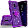 thumbnail image 2 of Glitter Cute Ring Stand Phone Case for Samsung Galaxy S9 Case, Bling Rhinestone Bumper Kickstand Sparkly Luxury Clear Thin Soft Protective for Girls Women - Purple, 2 of 5