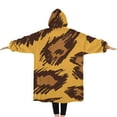 thumbnail image 2 of Oversized Wearable Blanket Hoodie,Yellow and Brown Of Leopard Print Sherpa Blanket Hoodie with Super Pockets,Super Warm Fuzzy Pullover for Women & Men, 2 of 6