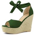 thumbnail image 1 of Sandalias De Cuña Alpargatas Correa De Tobillo De Las Mujeres Verde 39, 1 of 7