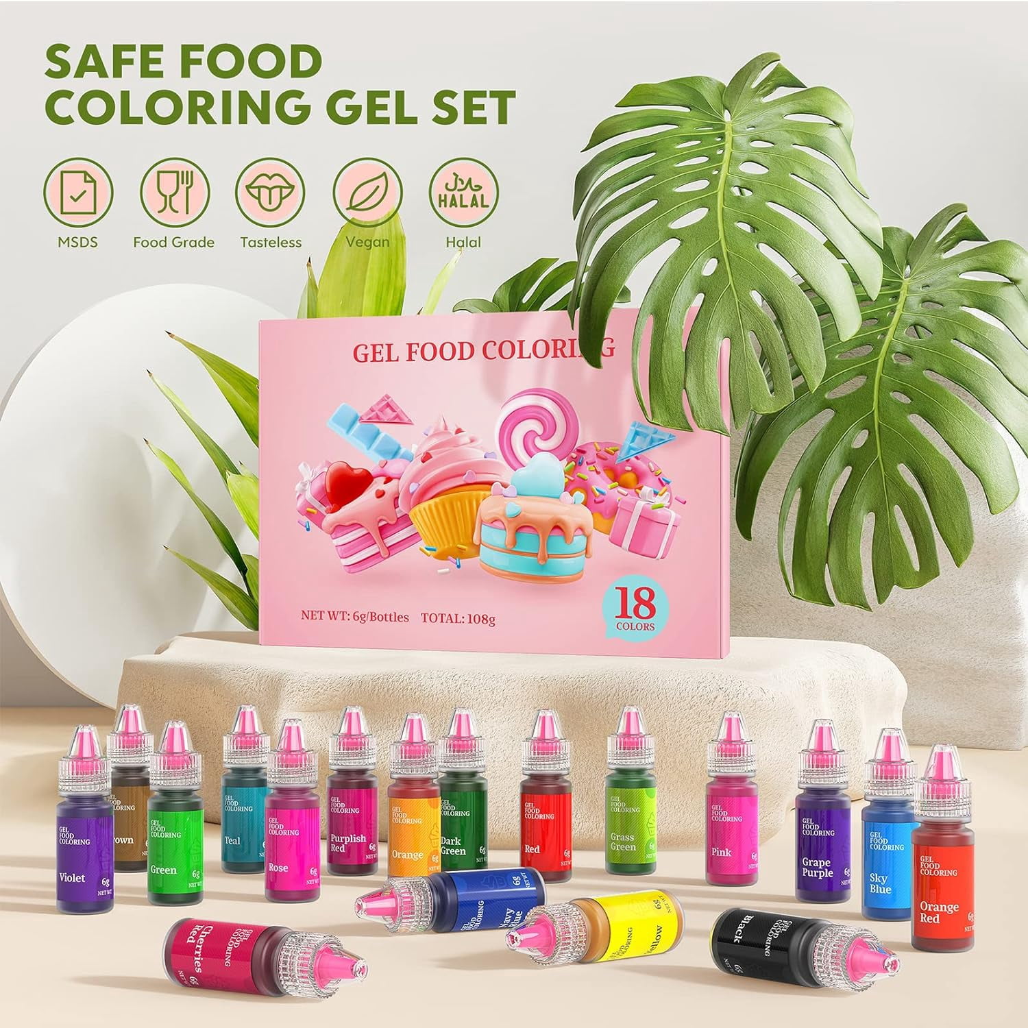 Jelife Gel Gluten-Free Edible Food Coloring Set, 6g