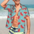 thumbnail image 4 of Uemuo Watermelon Printed Regular Fit Short Sleeve Casual Hawaiian Shirt for Men,Aloha shirt,Tropical shirt,Floral print shirt,Vacation Beach shirt-Medium, 4 of 9