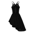 thumbnail image 4 of Lejafay Kids Girls Shoulder Straps Irregular Hem Keyhole Back Lyrical Modern Dance Dress Black L, 4 of 7