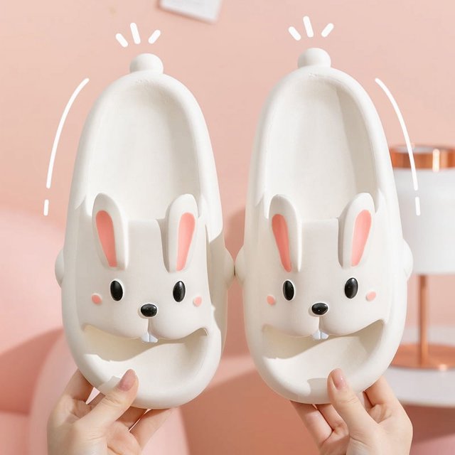 Zapatillas de verano para mujer, para interior del hogar, antideslizantes, con suela suave, bonitos zapatos de conejo para padres e hijos, sandalias y pantuflas sin cordones