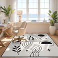thumbnail image 3 of Design&I 4'x6' Ultra Soft Area Rug, Black White Celestial Waves Botanicals Elegant Curved Lines with Star Moon Fluffy Washable Non Shedding for Bedroom Living Room Home Office, 3 of 3