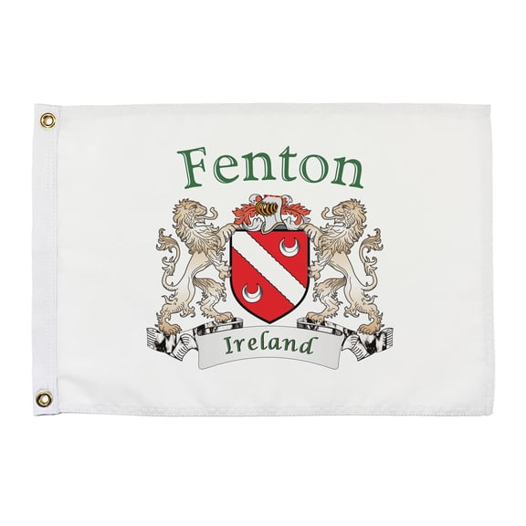 Fenton Irish Coat of Arms Small White Flag - 16"x10.5" inches