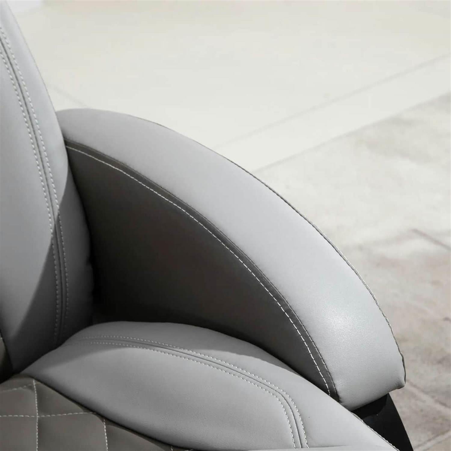 Demi Bonn 41" Faux Leather Recliner, Manual Swivel Armchair with Footrest, Round Base Home Seating, Comfortable Lounge Chair for Living Room, Gray