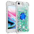 thumbnail image 2 of Funda para iPhone SE 2022/2020 con Brillo Líquido Flotante, Purpurina, Parachoques y Anillo Giratorio Soporte, 2 of 5