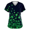 thumbnail image 2 of Womens Nurse Uniforms Summer Irish Shamrock Printed V Neck Breathable T-Shirts Short Sleeve Professionals Soft Stretch St. Patrick's Day Scrub Tops with Pockets mint green Medium, 2 of 4
