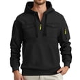 thumbnail image 2 of Plain Hoodies for Men 2025 Fall Winter Long Sleeve Hooded Sweatshirt with Pockets Half Zipper Pullover Mens Hoodies, 2 of 8