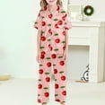 thumbnail image 5 of Girls Pajamas 3 Piece Set Size 7-8 Button Down Pjs Short Sleeve Top Shorts & Long Pants Cute Patterns Valentine's Day Pajama Sets Silky Nightwear 3 Piece Sleepwear, 5 of 5