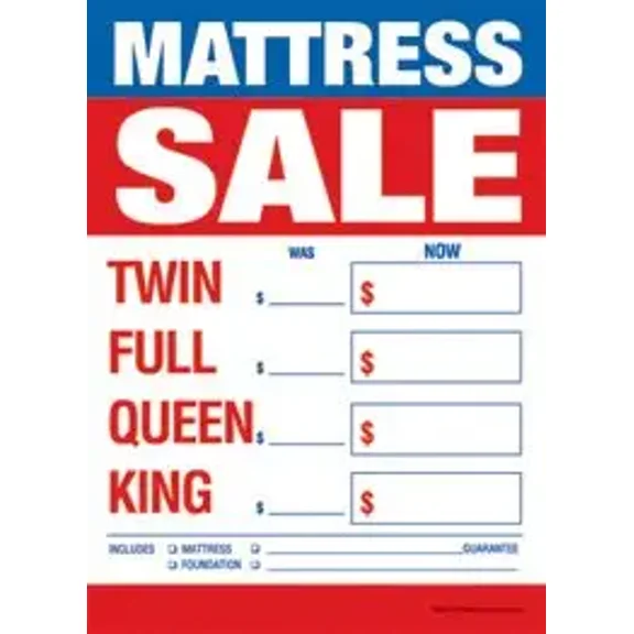 T50MAS Mattress Sale Furniture Twin-Full-Queen-King Slotted Tags 5"x7" Pack of 100 Business Store Signs Price Cards