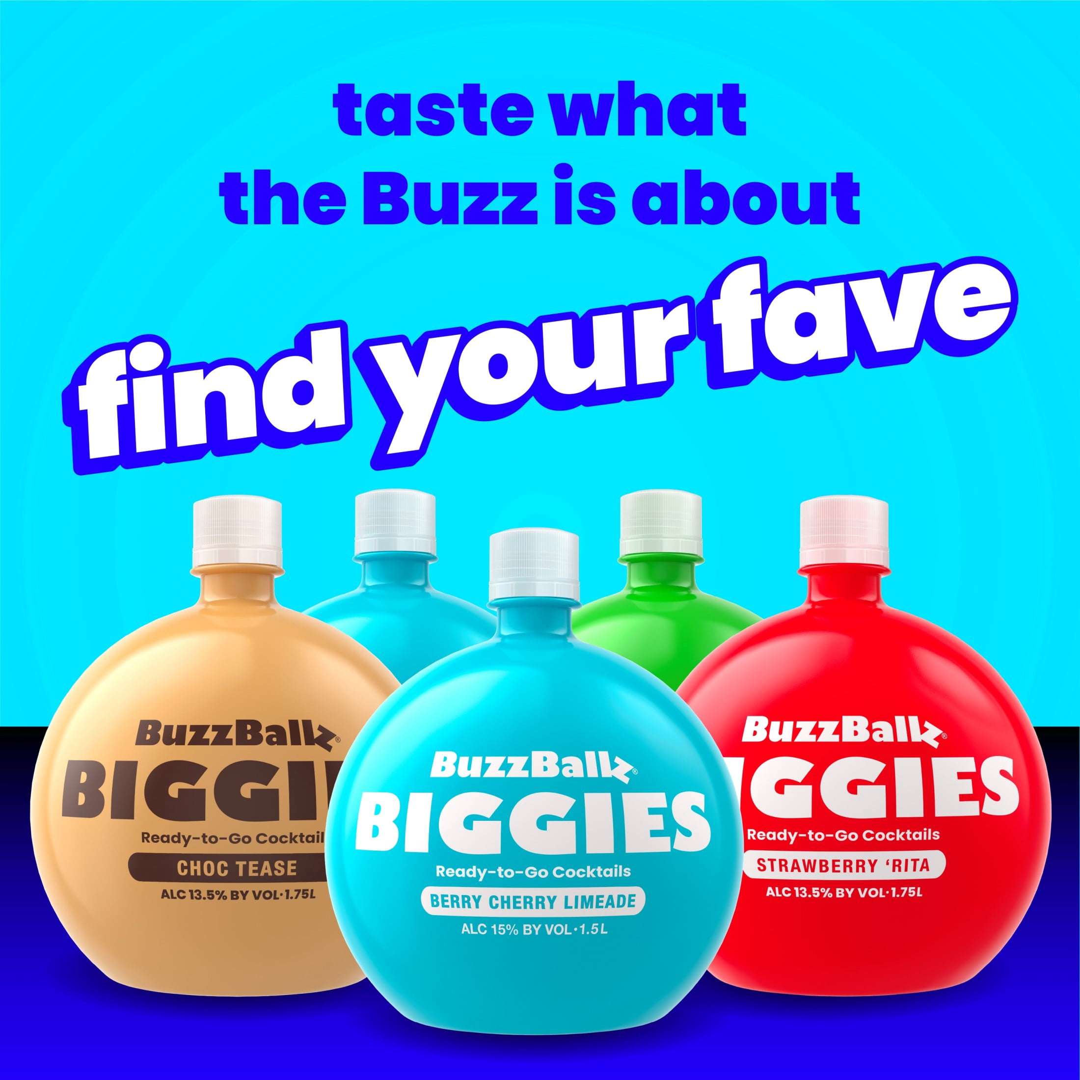 BuzzBallz Biggies Berry Cherry Limeade 1.5L Bottle, ABV 15%