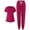 Hot Pink, variant on JGNGSHN Women's Medical Scrubs Set Modern Fit V-Neck Split Top & Drawstring Jogger Scrub Pants Solid Nursing Uniform Workwear