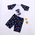 thumbnail image 4 of Gunia Toddler Boys Bathing Suit Letter Short Sleeve Swimwear Dinosaur Swim Trunk 2 Pieces Swimsuit Split Short Sleeve Swimsuit Blue 6-7 Years, 4 of 8