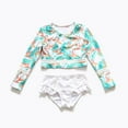 thumbnail image 2 of YUIVH Little Girl Bathing Suits Kids Toddler Baby Girls Spring Summer Print Long Sleeve Tops Shorts Swimsuit Floral and Pattern Bathing Suit, 2 of 4